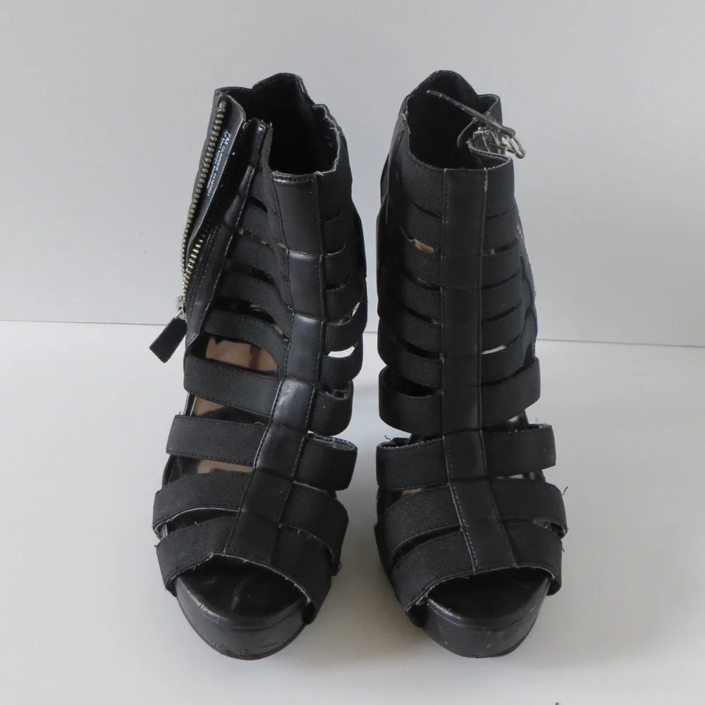 Carlos Santana Black Bandage Caged Peeptoe Sandals, Size 7.5 🔴CLEARANCE🔴